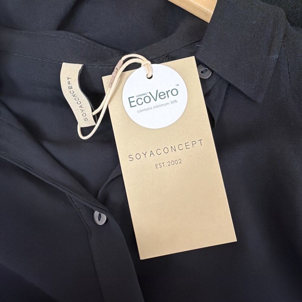 NWT Soya Concept Black Button Up Maxi Shirt Dress Duster XS Scandi Minimalist - Picture 8 of 10